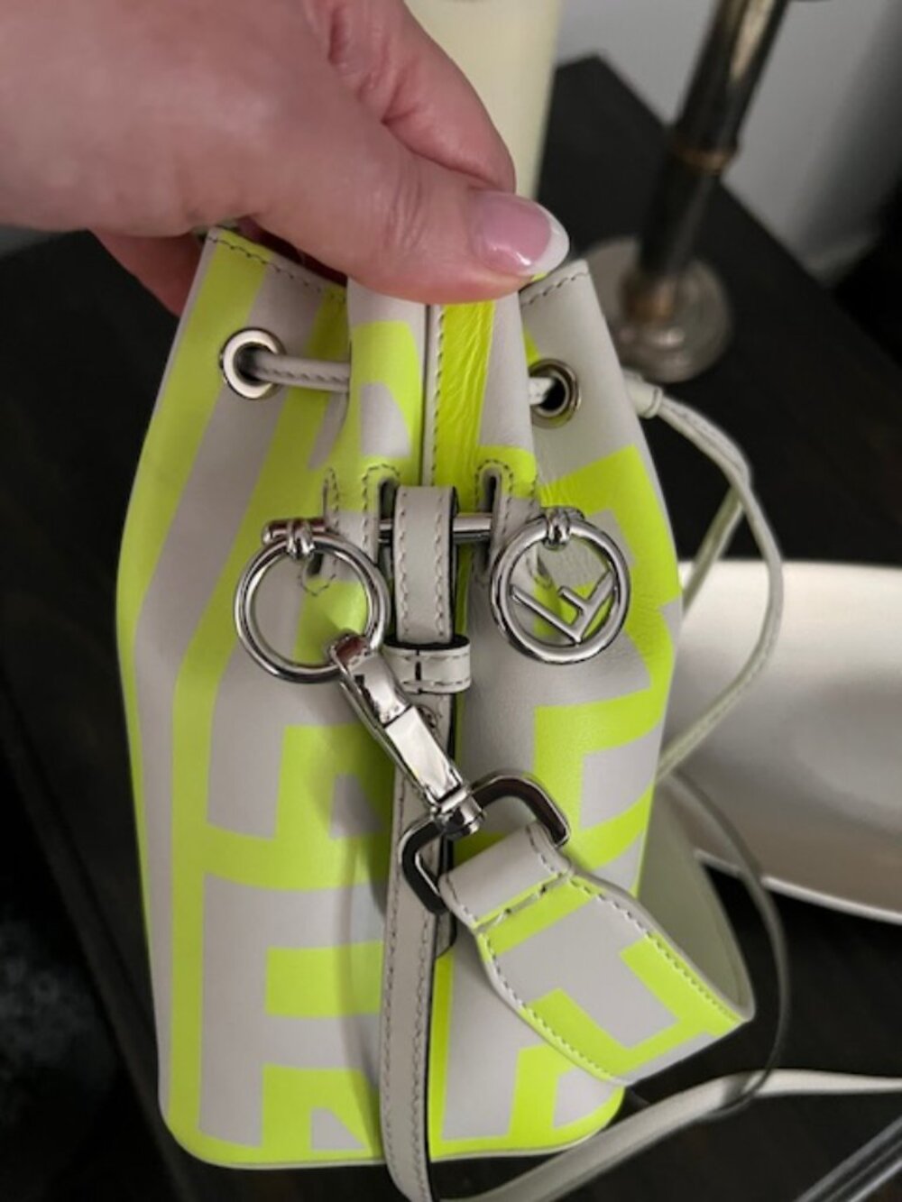 Fendi x Marc Jacobs Mon Tresor Mini Bucket Bag White Neon FF Leather Silver HW - Picture 8 of 14